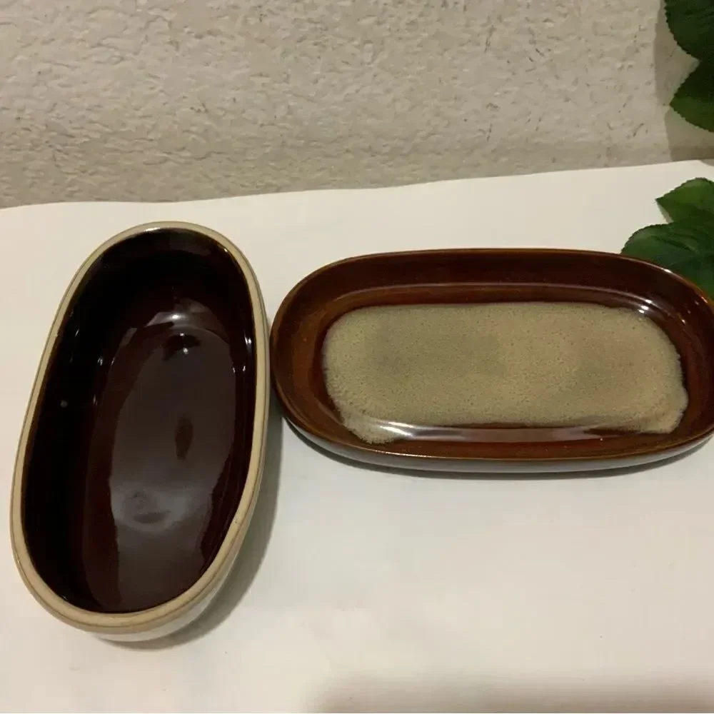 Sango 4933 Nova Brown Dual Tone Butter Dish + Cover G10